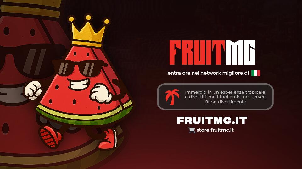 Discovery splash banner for FruitMC Network 🍉 Discord server