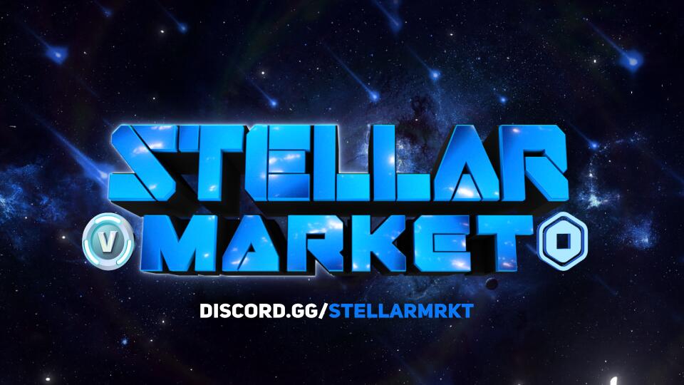 Discovery splash banner for Stellar Market #1 Cheap Fortnite VBucks Fortnite Accounts Roblox Robux RBX Roblox Fortnite Valorant Discord server