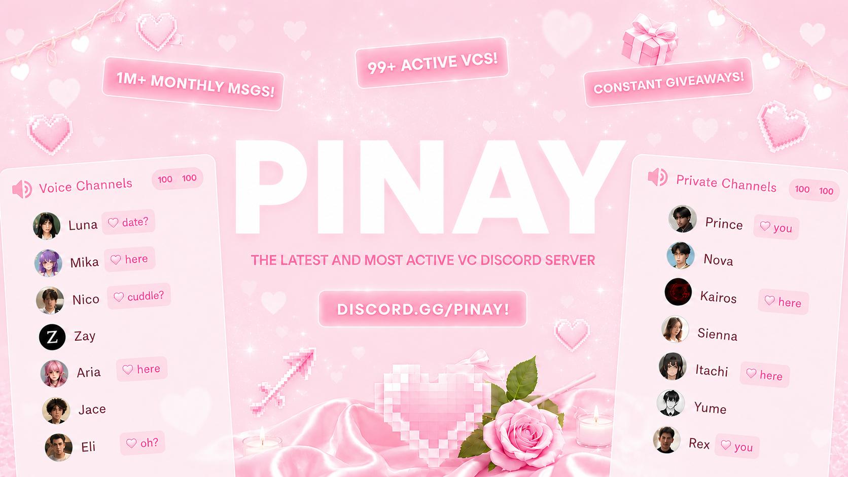 Discovery splash banner for Pinay | Voice Chat • Social • Emojis & Stickers • Icons • Egirls • SFW Discord server