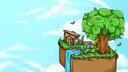 Discovery splash banner for Skyblock Discord server