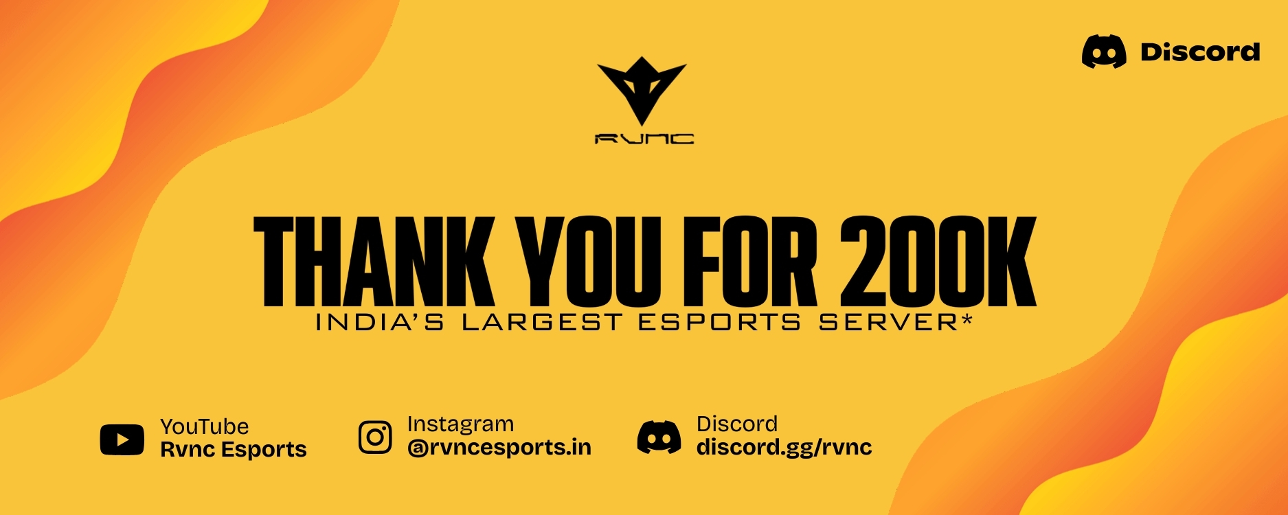 Discovery splash banner for Rvnc Esports 🇮🇳・#231K Discord server